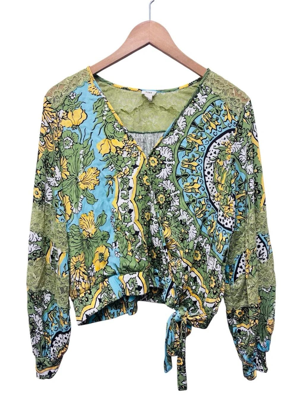 Tiny Anthropologie Long Sleeve Printed V Neck Top